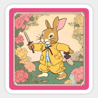 Cute Bunny Playing Combat Sports Kendo and Fencing Rabbit Lover Since Young Sticker